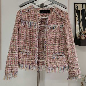 Zara Basic Confetti Metallic Tweet Jacket