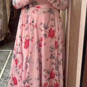 Pink Anarkali Flared 3 Piece Kurti Selx And Duppta