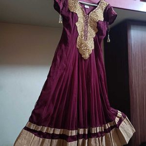 Women Traditional Brown Anarkali Festive Look