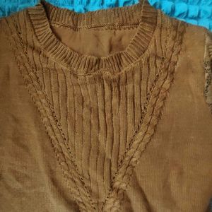 Brown Sweater Lace Dress