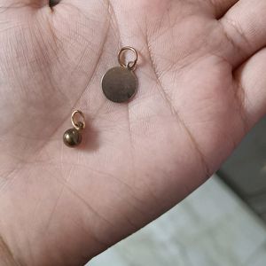 Two Cute Little Pendants (the small one is slightly oxidised) and Two Simple Artificial Gold Chains.