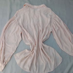 New Korean Peach Buff Sleeves Shirt