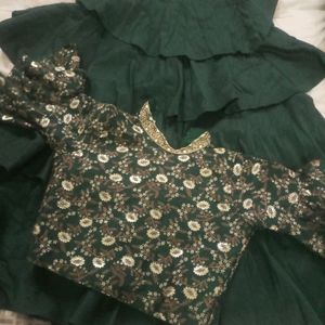 Ruffle Lehenga Skirt  With Crop Top