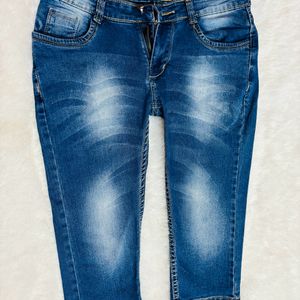 Blue Knee Length Denim Jeans