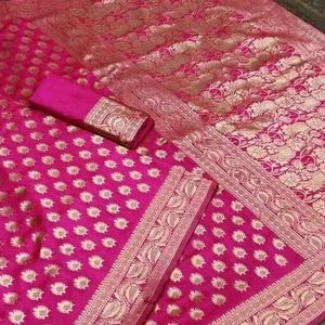 New Silk Zari Saree With Blouse Piece