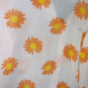 White Shirt With Orange Daisy