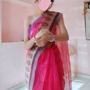 Net Saree With Unstitched Blouse