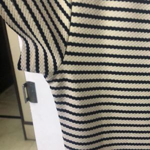 Mango Black And White Striped Dress