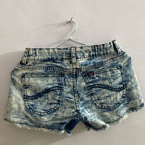 Acid Washed Denim Shorts For Girls