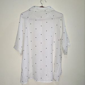 White Korean Casual Shirt For Women