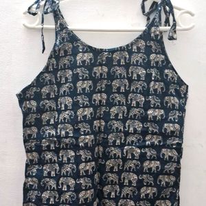 Elephant Ethnic Print Tie Top