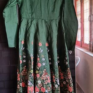 Sassafras Green Floral Anarkali Maxi Dress