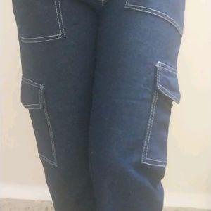 Navy Blue Cargo Jeans