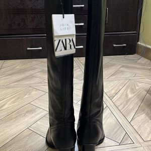 Zara Leather  Knee High Boots