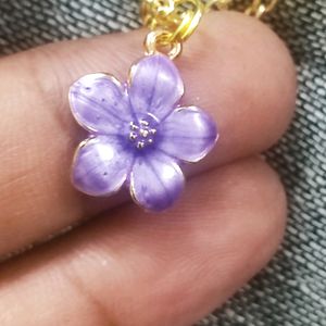 Purple Flower Pendant Chain