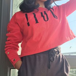 NUON(Westside) Red Cropped Sweatshirt