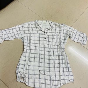 Whited Checkered Shirt Pattern Top