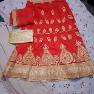 Net Embroidered Lehenga With Choli & Duptta