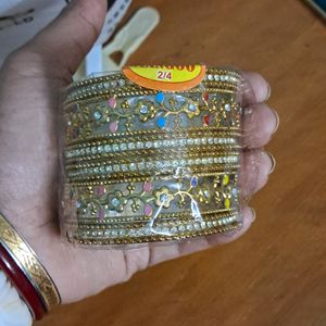 Golden  Bangles 2.4 And 2.6 Size