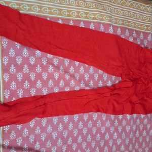 Blue Long Kurti Wid Red Legi