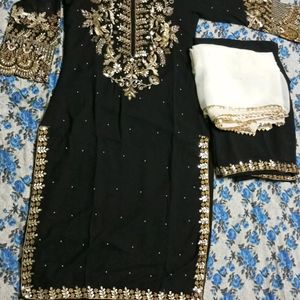 New/Unused Black Embroidered Sharara Set