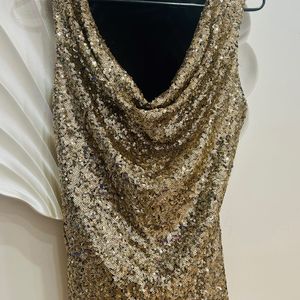 Golden shimmer back net top