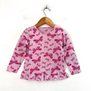 Pink Butterfly Printed Top (Girls Clothing)