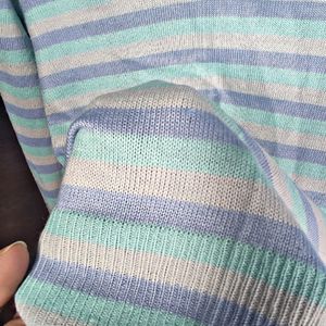 Dreamy Baby Blue Stripes Turtle Neck