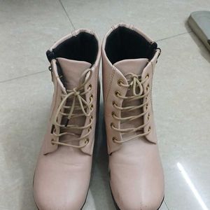 Women Peach Coloured High Ankle Shoes