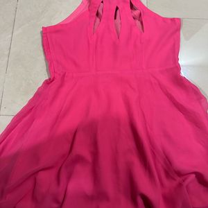 Hot Pink Halter Neck Party Dress