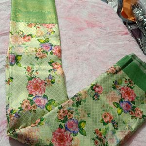 Brand New Digital Floral Kuberpattu In Green Color