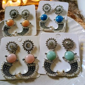 Stone Earrings Of 4 Pairs