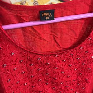 Short Red Kurti