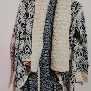 Black & Cream Winter Shrug Bust- 36 to 40.