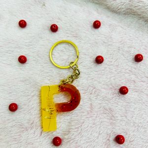 Resin P Letter Keychain