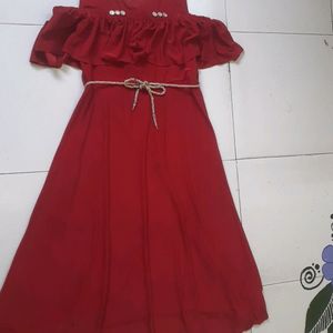 Crimpson Red Coloured Off Shoulder Party Wear ❤.. With Free Cute Gifts ...