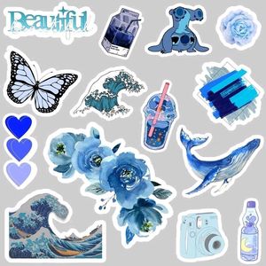 Blue Shades Aesthetic Stickers Set Of 30