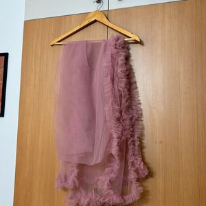 Dusky pink lehenga with padded blouse and dupatta