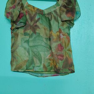 Green Jungle Print Top