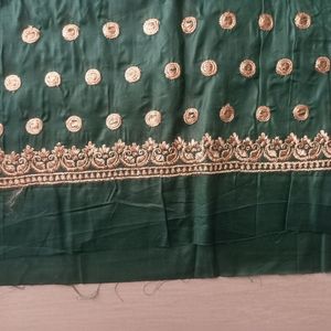 Combo Rose Pink & Green Embroidery Work Febric