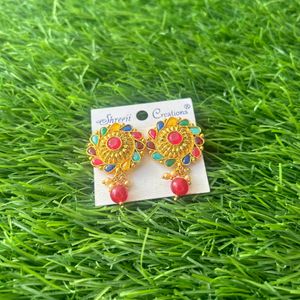 Multicoloured Gold Plated Earrings