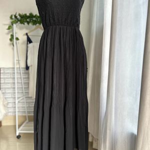 Black Long Bleated Dress