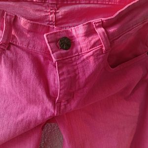 Barbie Pink Colour Jeans For Girls