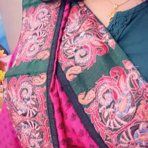 Beautiful Queen Pink Pashmina Silk Saree