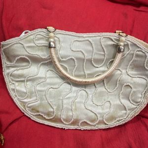 Bridal Handbag Offwhite With Embroidery