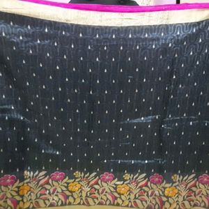 Jute cotton black saree