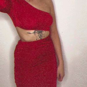 I. RED SPARKLING SEXY MINI DRESS