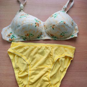 Bright Yellow Romantic Lingerie Set