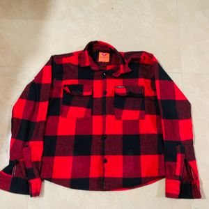 COTTON RED SHIRT OVERSIZED