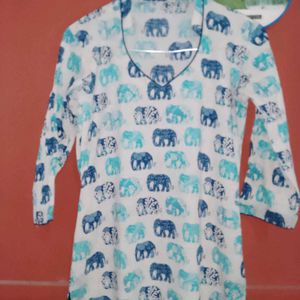 Pure Cotton Elephants Motifs Kurta